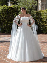 Plus Size Boho Off-Shoulder Lace Wedding Dress