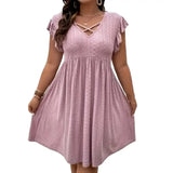 Plus Size V-Neck Cross Strap Casual Dress