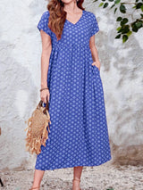 Plus Size Boho V-Neck Batwing Sleeve Dress