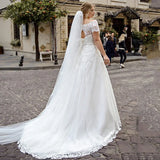 Plus Size A-Line Off-Shoulder Lace Wedding Dress