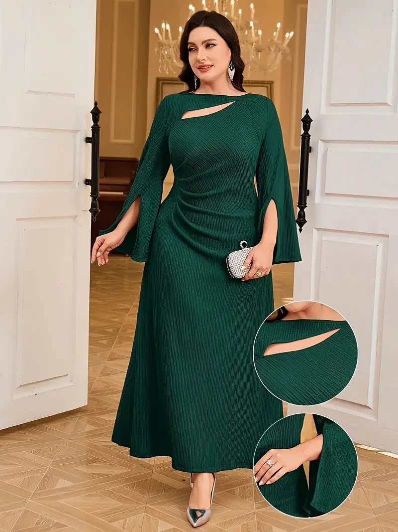 Plus Size Asymmetrical Ruched Bodycon Maxi Dress