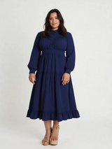 Plus Size Lantern Sleeve Ruffle Dress