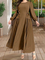 Plus Size Long Sleeve Pleated Dress