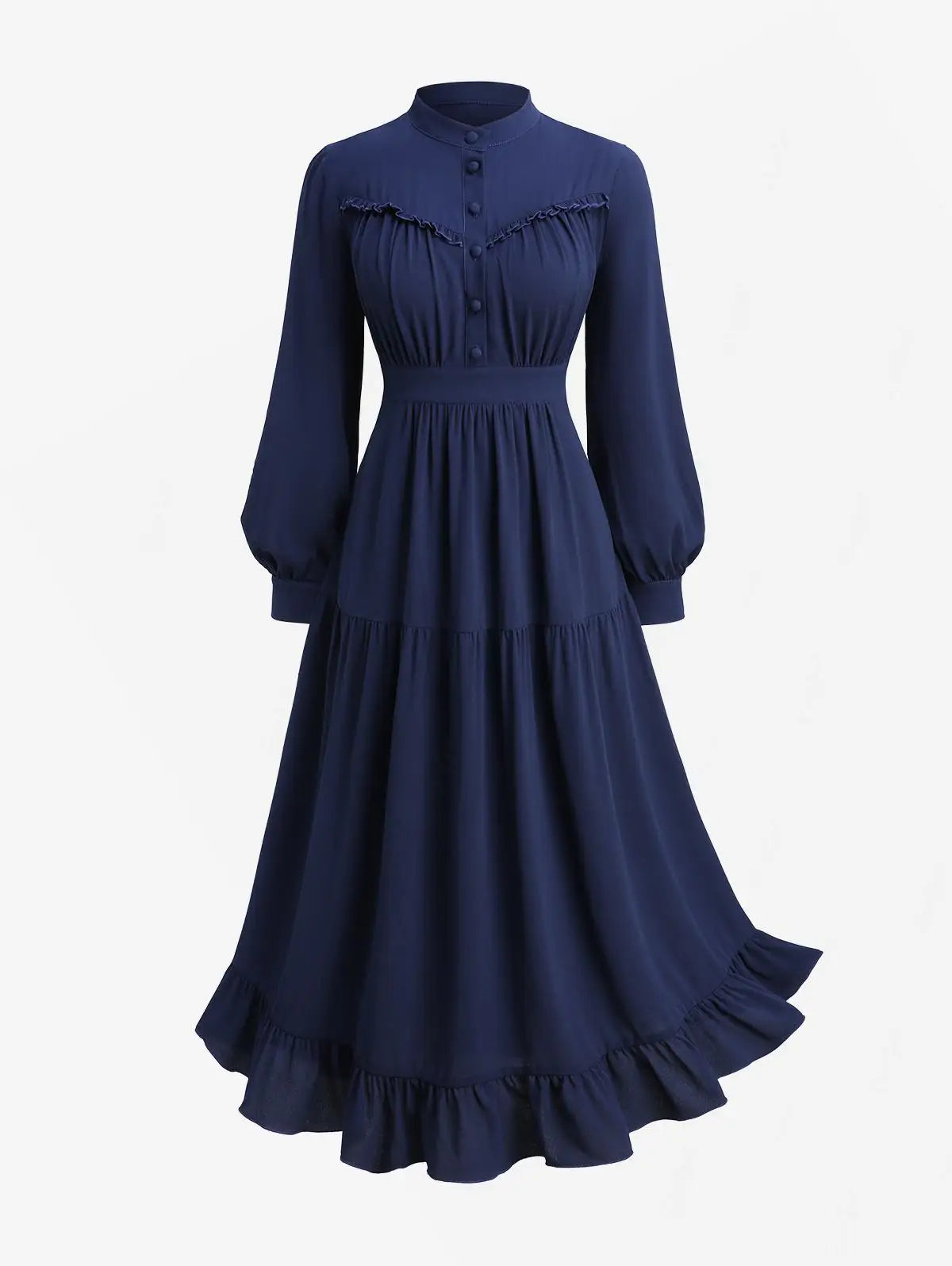 Plus Size Lantern Sleeve Ruffle Dress