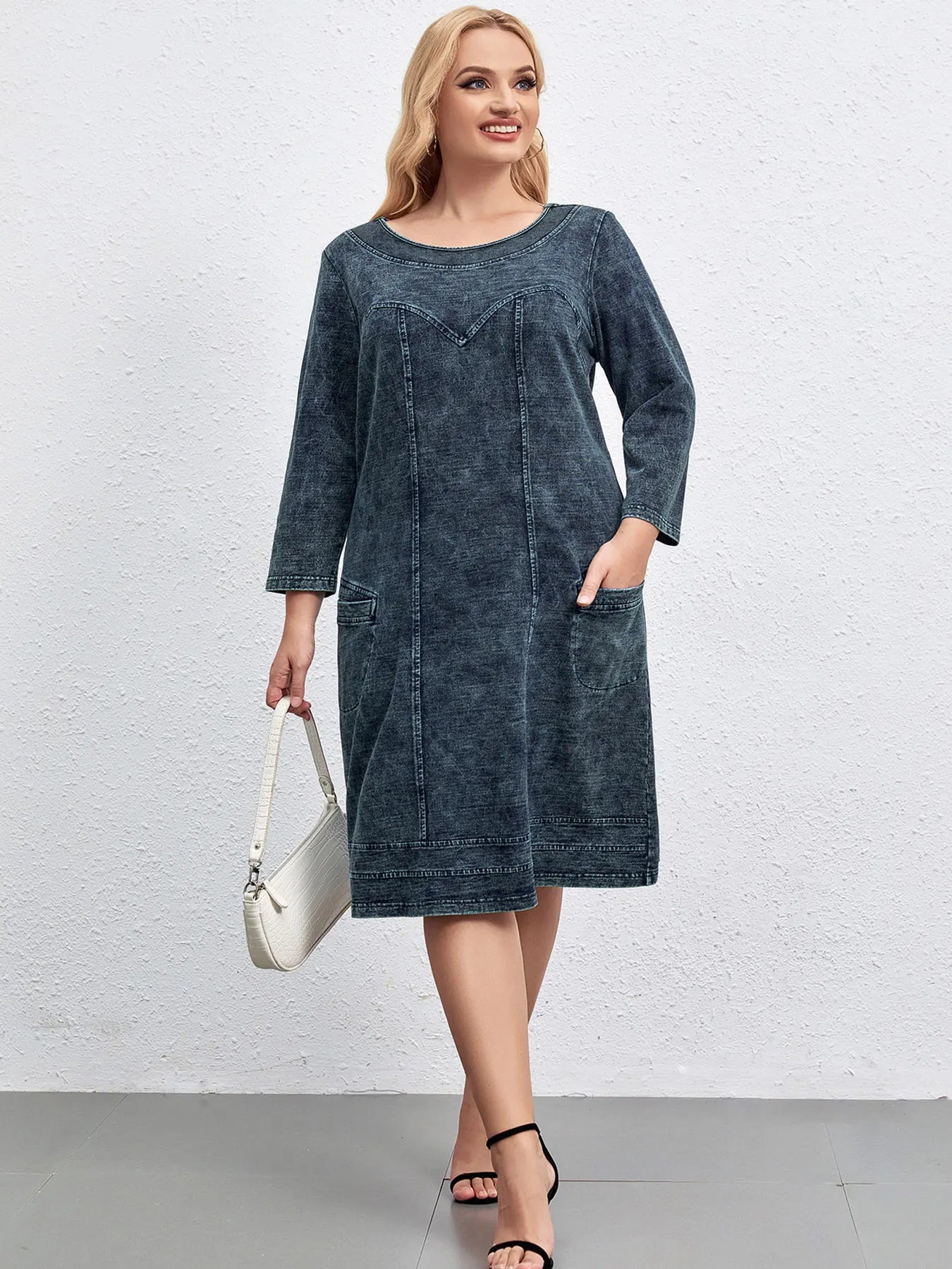 Plus Size Denim Knit Dress