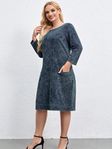 Plus Size Denim Knit Dress