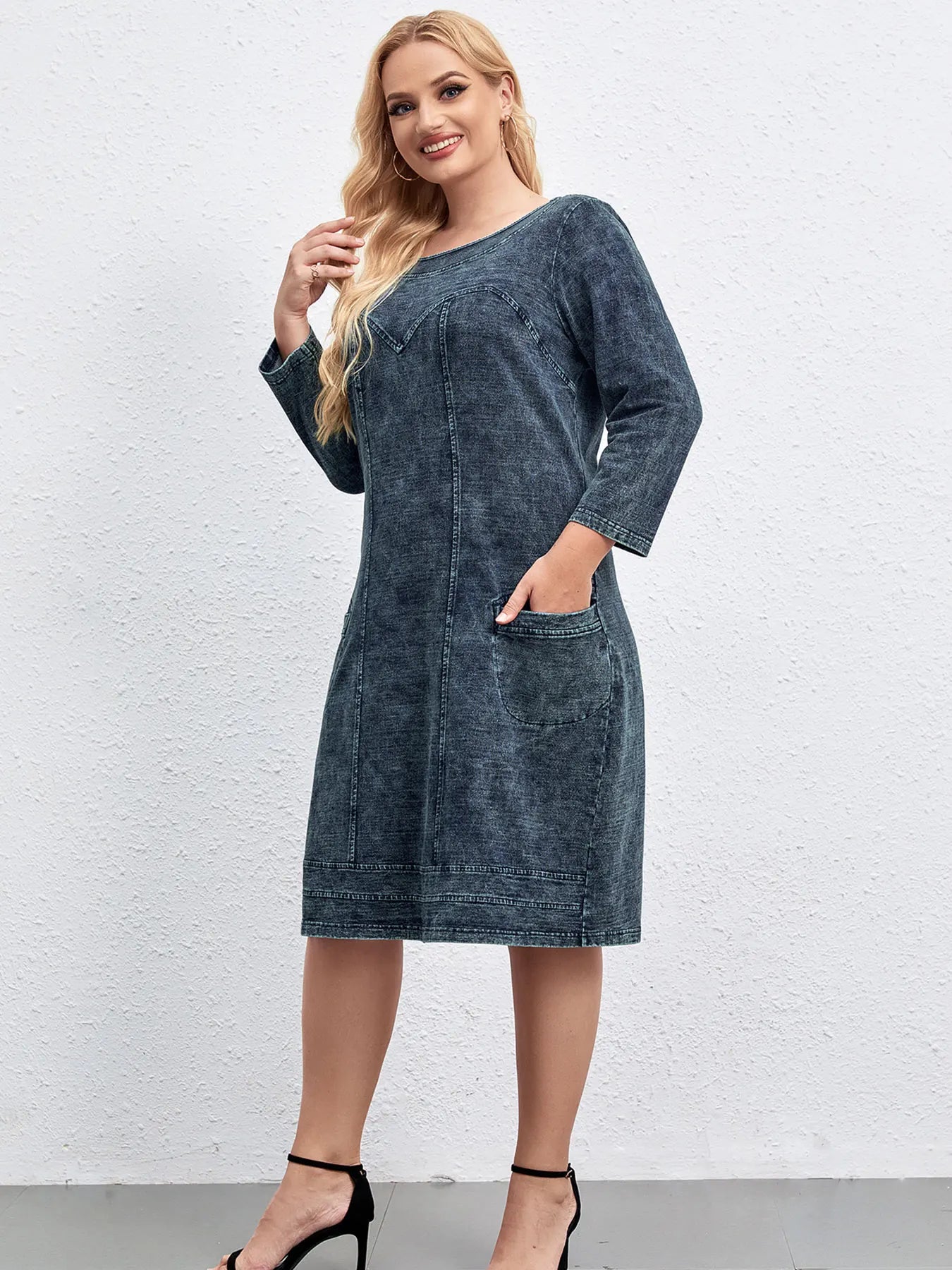 Plus Size Denim Knit Dress