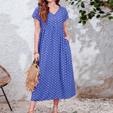 Plus Size Boho V-Neck Batwing Sleeve Dress