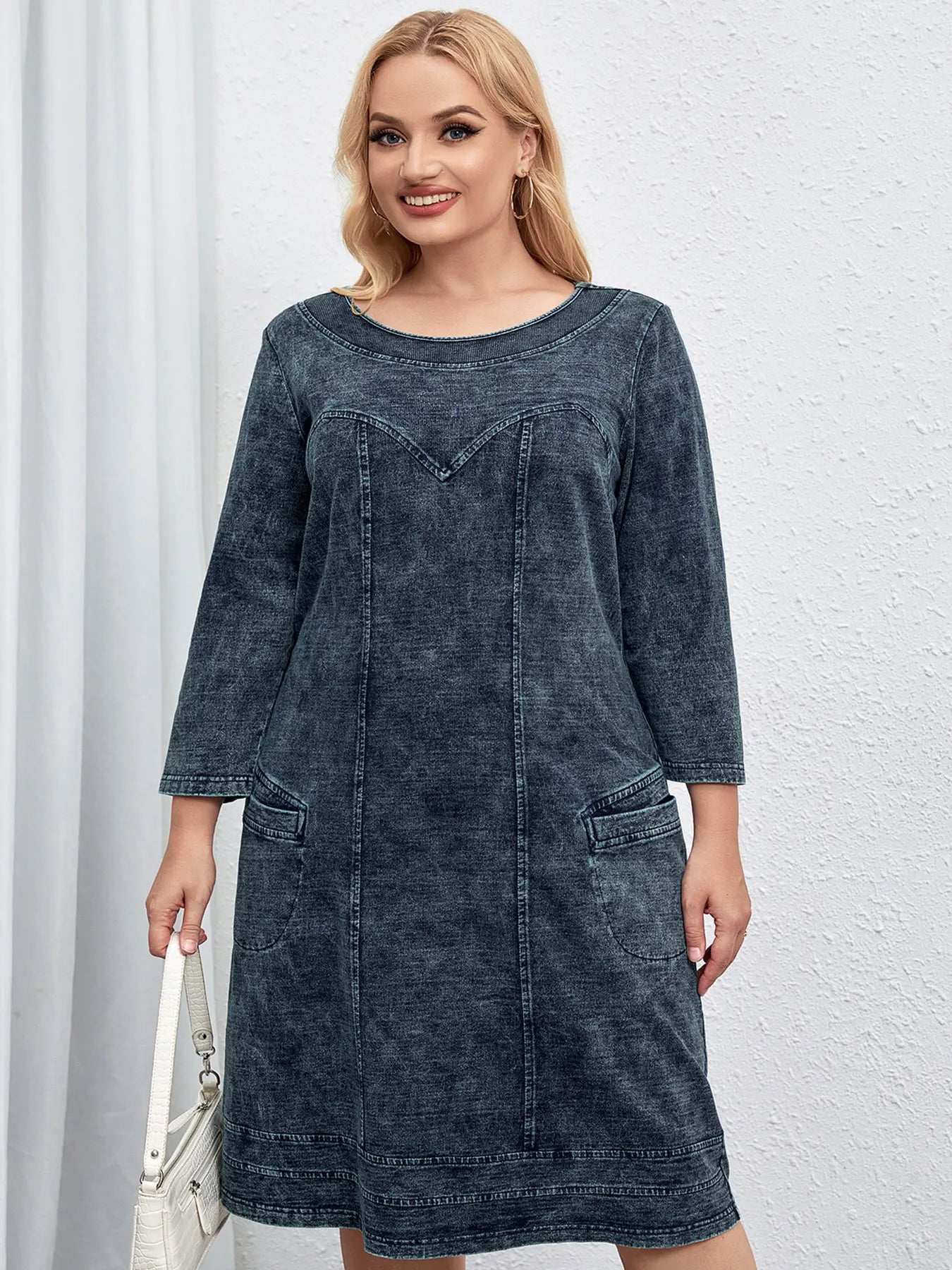 Plus Size Denim Knit Dress