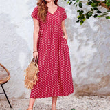 Plus Size Boho V-Neck Batwing Sleeve Dress