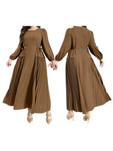 Plus Size Long Sleeve Pleated Dress
