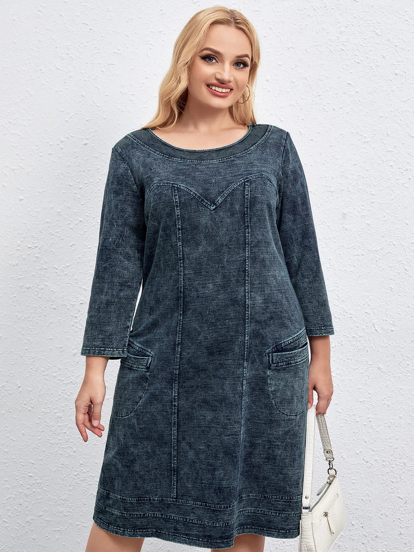 Plus Size Denim Knit Dress