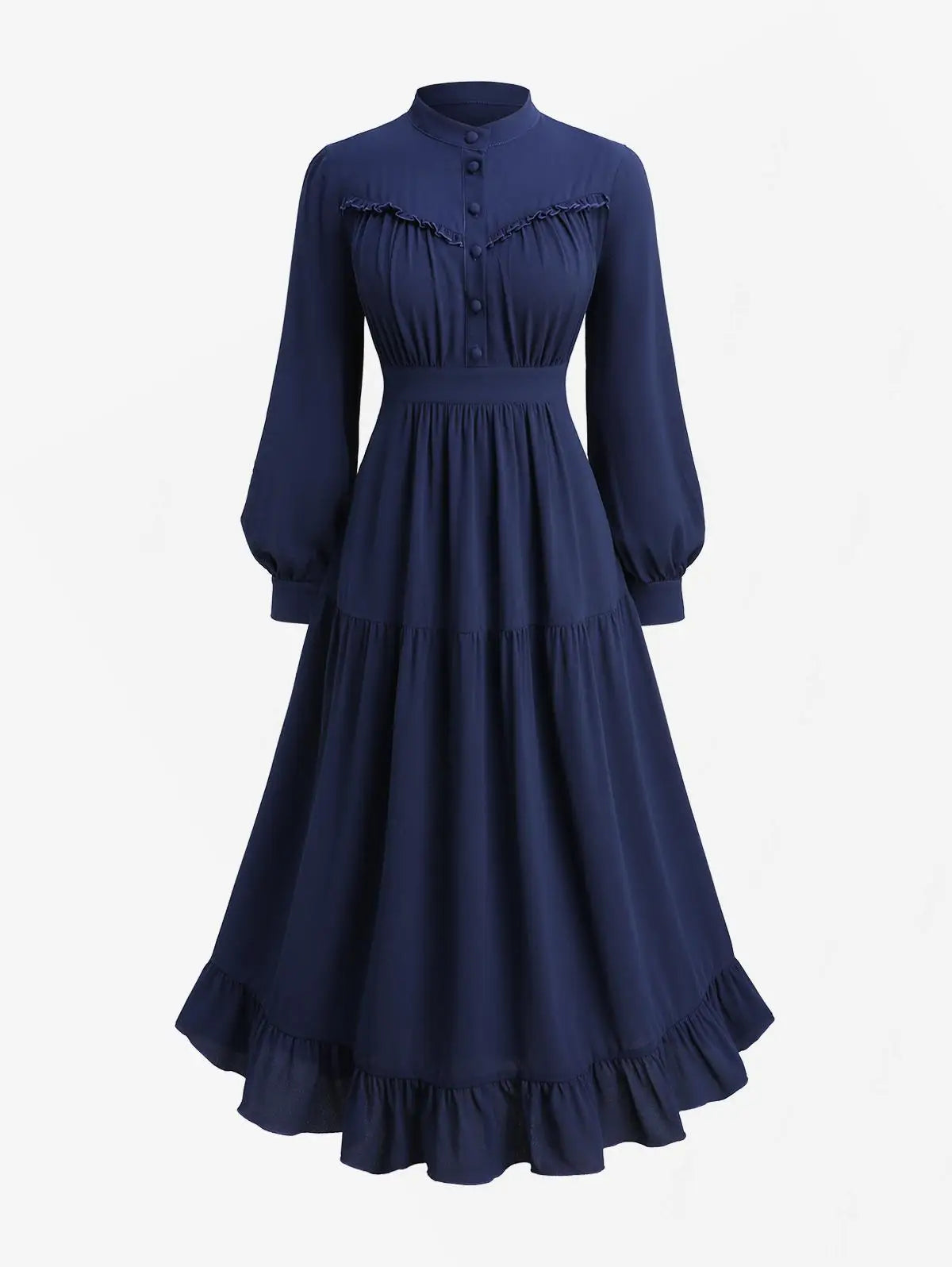 Plus Size Lantern Sleeve Ruffle Dress