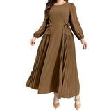 Plus Size Long Sleeve Pleated Dress