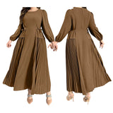 Plus Size Long Sleeve Pleated Dress