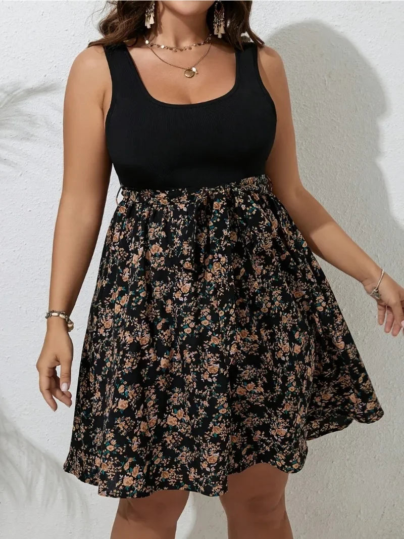 Plus Size Floral Sleeveless Summer Dress