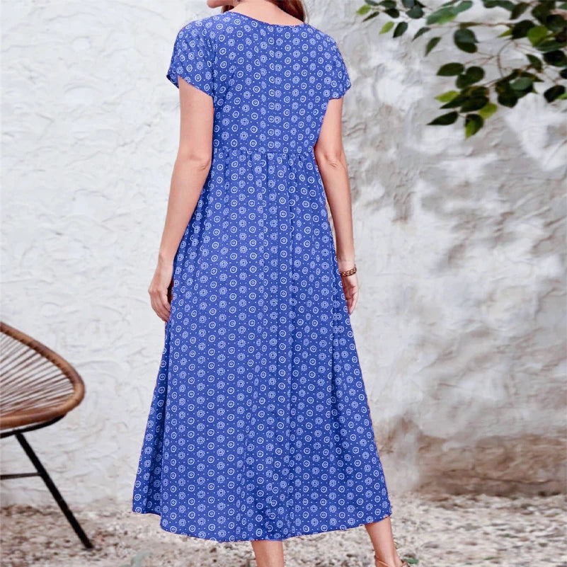 Plus Size Boho V-Neck Batwing Sleeve Dress