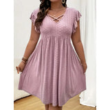 Plus Size V-Neck Cross Strap Casual Dress