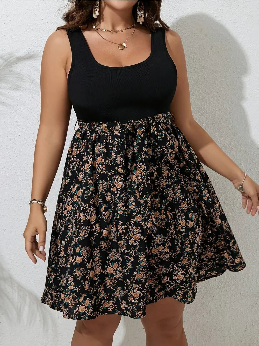 Plus Size Floral Sleeveless Summer Dress