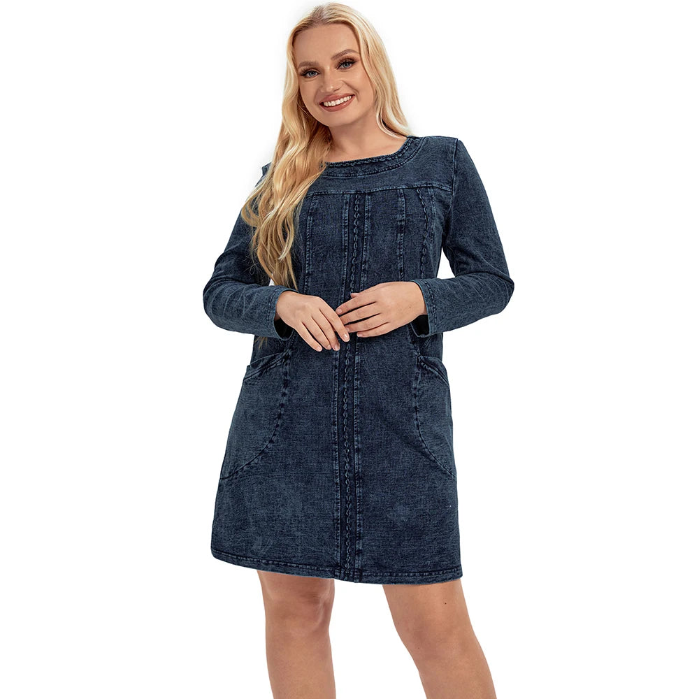 Plus Size Denim Knit Dress