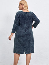 Plus Size Denim Knit Dress