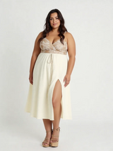 Plus Size Floral Embroidered Split Cami Dress