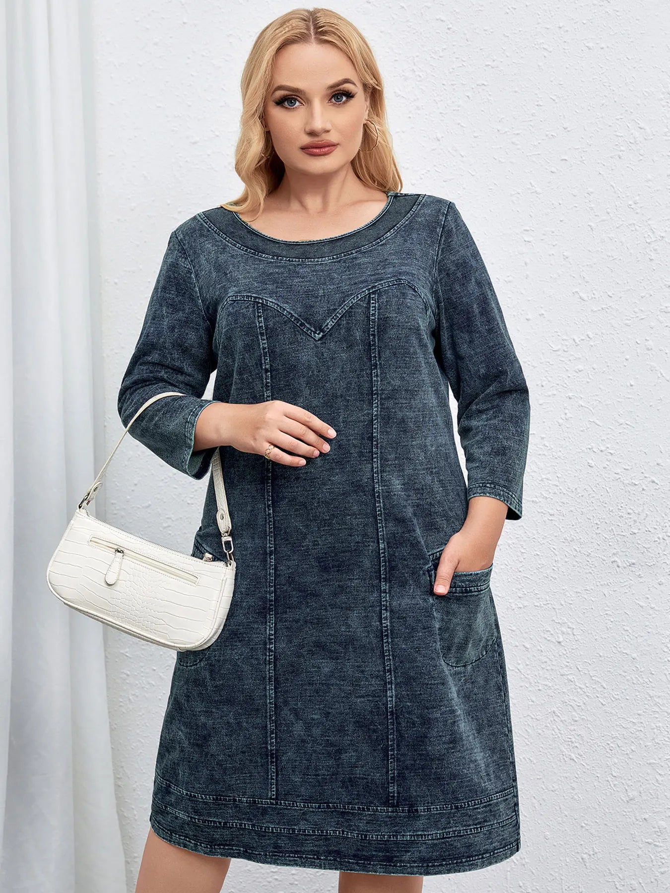 Plus Size Denim Knit Dress